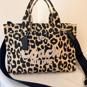 Coach Black and Tan Animal Print Tote
